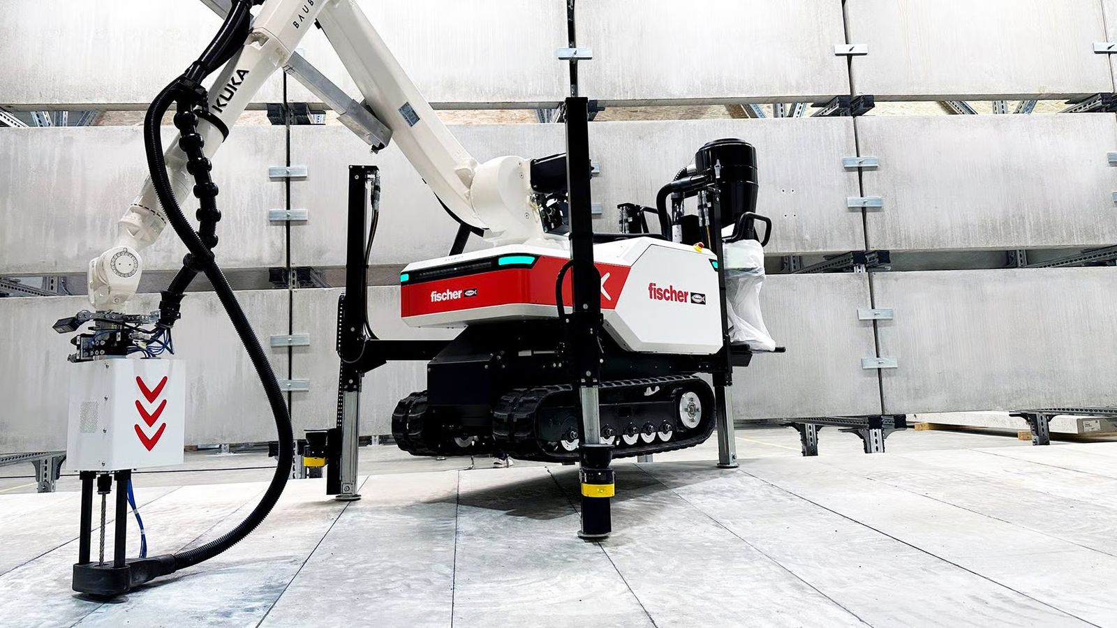 Thanks to Baubot's mobile robotic systems with a KUKA robot, humans can be relieved of repetitive and strenuous work on the construction site.